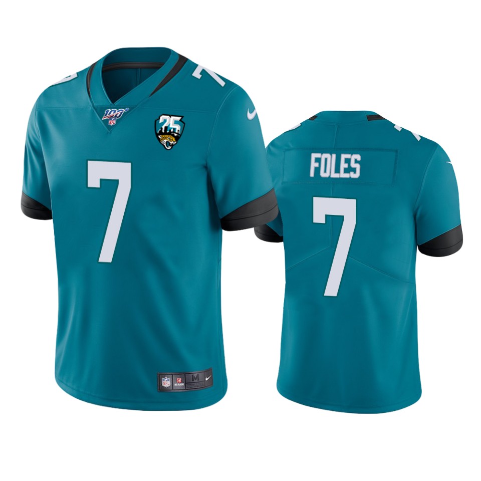 Men Nike Jacksonville Jaguars #7 Nick Foles Teal 25th Anniversary Vapor Limited Stitched NFL 100th Season Jersey->jacksonville jaguars->NFL Jersey